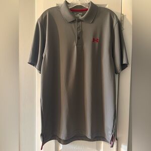 Under Armour Men's Gray Polo with Red Logo Accent